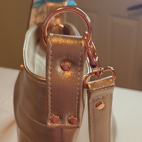 Handmade Rose Gold Women's Leather Crossbody Bag - Picture 9 of 9